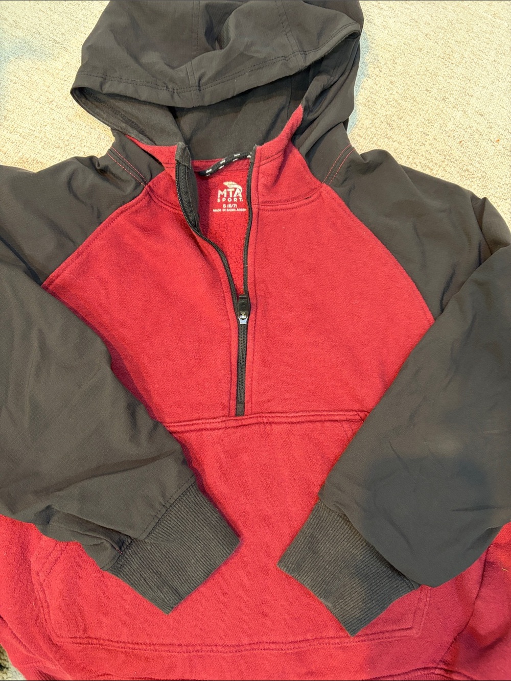 MTA Sport Boy’s Red and Black Half-Zip Hoodie Sweater
